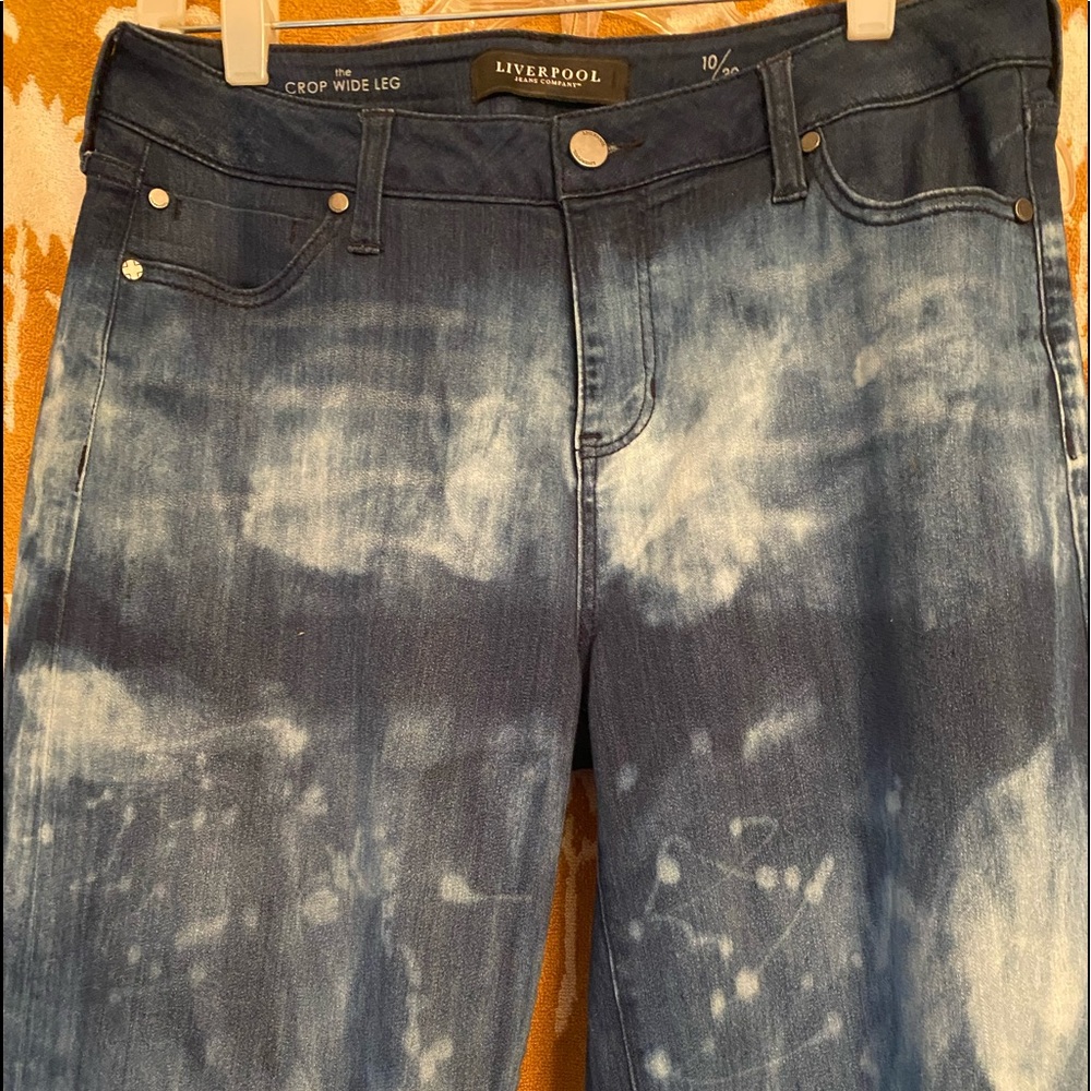 Liverpool 2%spandex cropped wide leg jeans